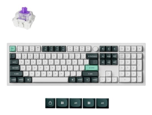 Keychron Q6 He Trådløs + USB + RF Qwerty Rgb Led Mørkegrønn Hvit