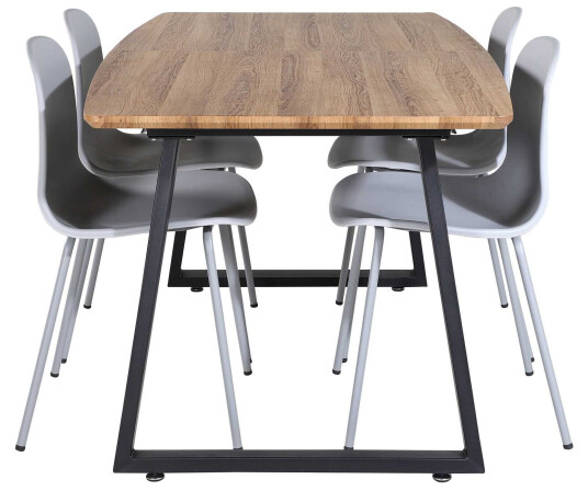 Venture Design Inca & Arctic spisegruppe Natur/grå 4 st stoler & bord 160 x 85 cm
