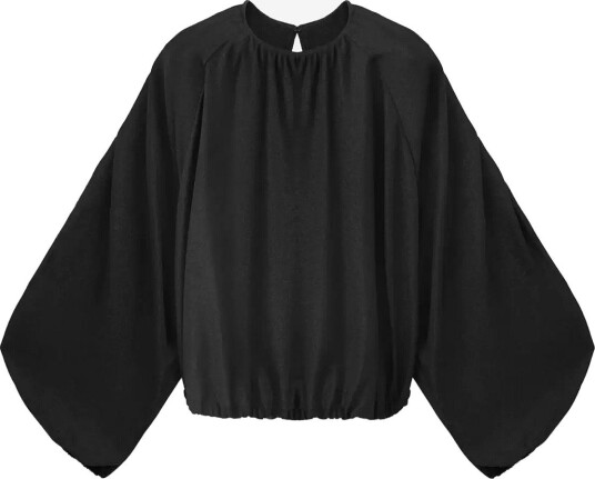Mango Lurex Gathered Blouse - BLACK - S