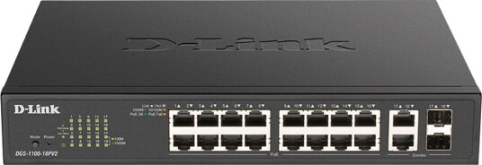 D-Link DGS-1100-18PV2 Smart Administrerbar Gigabit PoE+ Switch 18 porter 16×PoE+ 130 W D-Link DGS-1100-18PV2 Smart Administrerbar Gigabit PoE+ Switch 18 porter 16×PoE+ 130 W