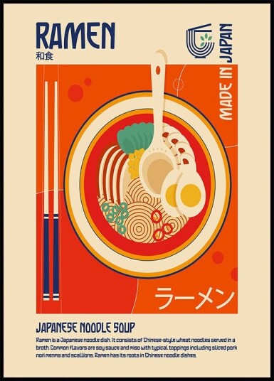 Ramen Japanese Food Print Plakat Plakat / 100x150cm