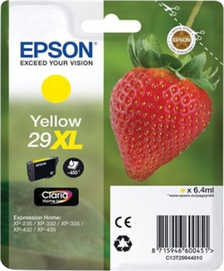 Epson 29 XL Y blekkpatron - C13T29944012 Original - Gul 6,4 ml