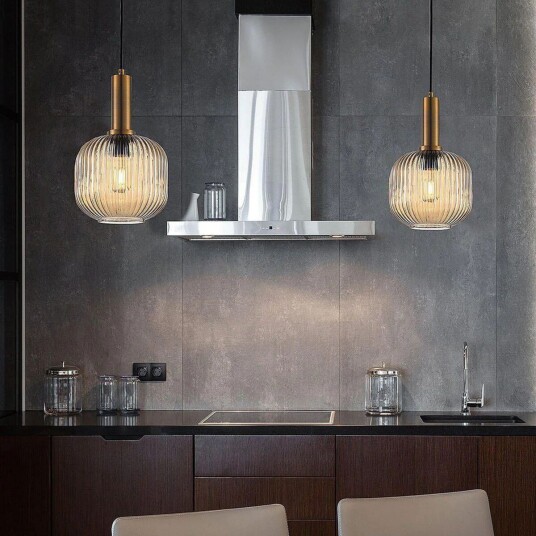 Design by Grönlund Lantern takpendel - Messing/Amberfarget glass