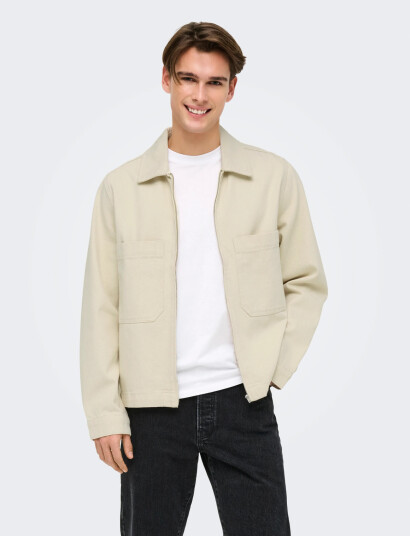 ONLY & SONS Onscassel Pim Ecru 5559 Dnm Jacket Noos   Cream   M