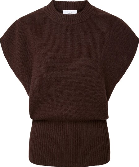 YAS Yasesli Sl Wool Blend Knit Vest   Brown   M