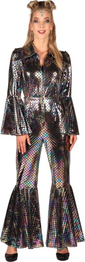 Thetru B.v. Disco Jumpsuit Silver Deluxe Kostyme X-Small 4319-1700-00XS