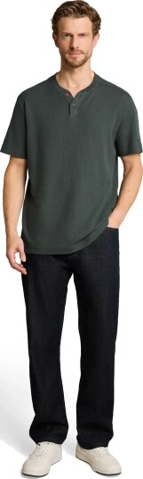 Tom Tailor Structured Serafino T Shirt Green S