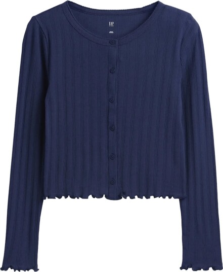GAP Kids Pointelle Rib Cardigan From The Gap Collection Navy 128/134