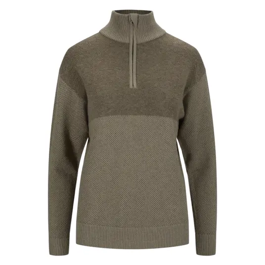 Tufte Wear Robin Stitch Half Zip-Ullgenser Dame - 302 Vetiver/Olive Night XL Tufte Wear Robin Stitch Half Zip-Ullgenser Dame - 302 Vetiver/Olive Night XL