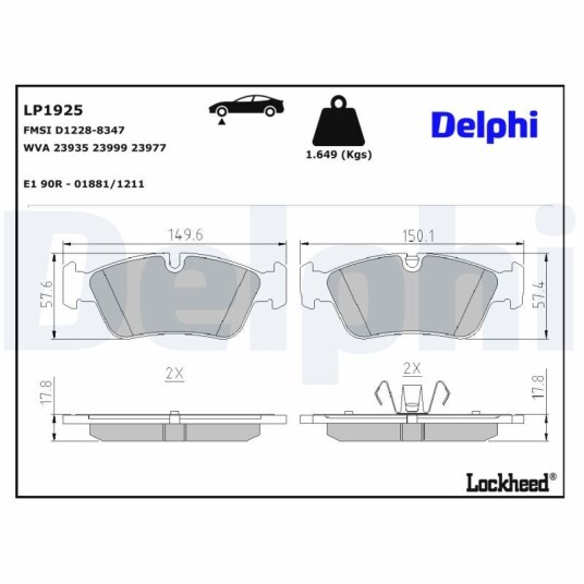 Bremseklosser DELPHI LP1925 Bremseklosser DELPHI LP1925