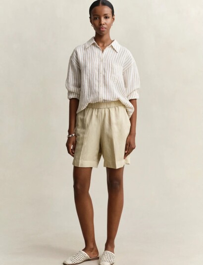 GANT Linen Blend Pull On Shorts   Beige   32