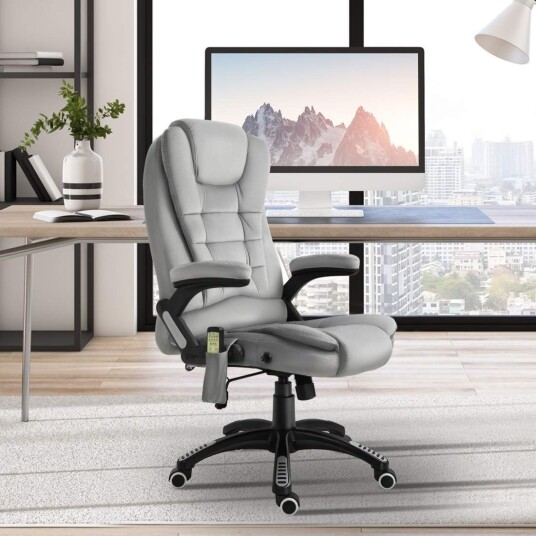 Ergonomisk grå massasjestol for kontor og spill