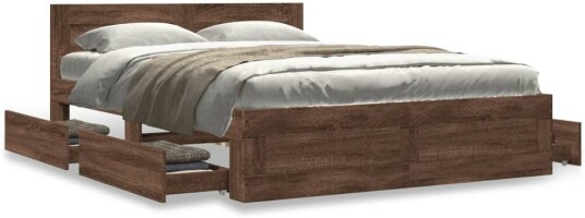 Sengeramme med hodegavl brun eik 140x190 cm konstruert tre 8721102856006