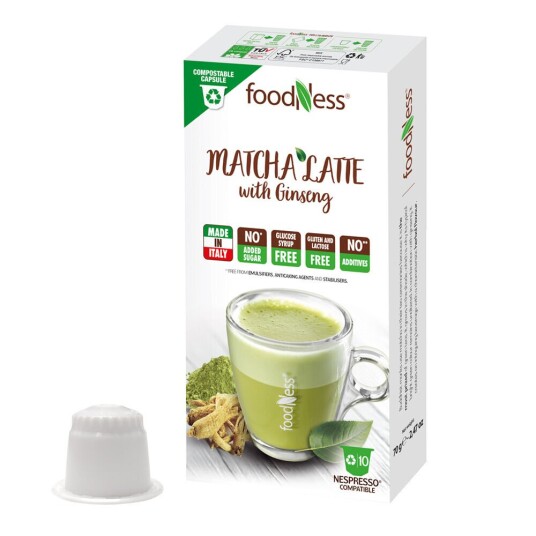 Nespresso Foodness Matcha Latte til Nespresso. 10 kapsler