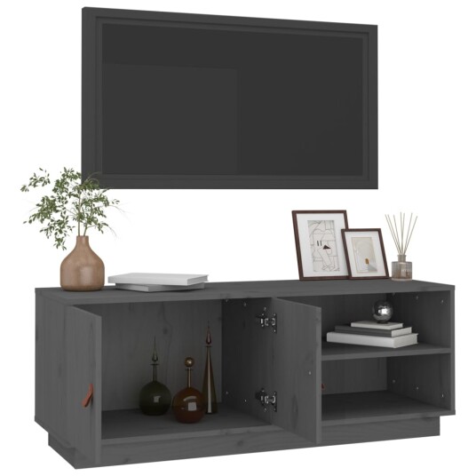 vidaXL TV-benk grå 105x34x40 cm heltre furu