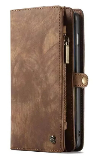 CASEME Samsung Galaxy S10+ Plus CASEME Skinn Flip Deksel med Lommebok - Brun