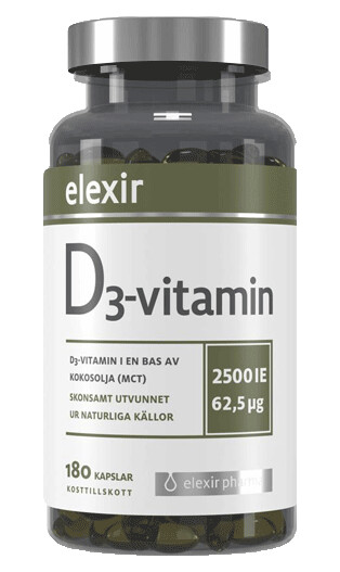 D3-vitamin 2500 IE, 180 kapsler D3-vitamin 2500 IE, 180 kapsler
