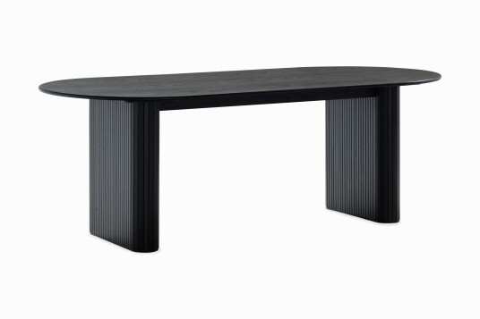 Bark Noira Ovalt Spisebord 220 cm Svart + 6 Nibe stol svart med valnøttben   Svart