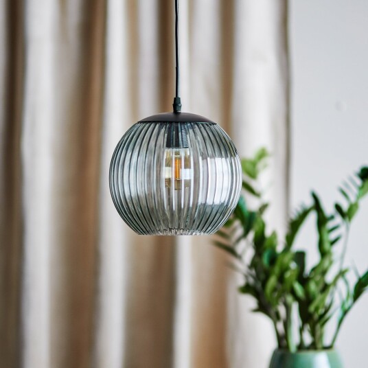 Sybia hengelampe, grå, glass, Ø 23 cm – Bloomingville - Spisestue - Skandinavisk - Kule