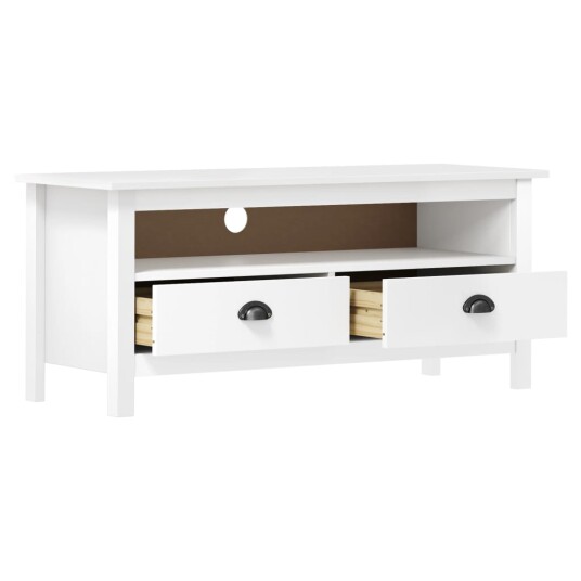 vidaXL TV-benk Hill hvit 110x40x47 cm heltre furu