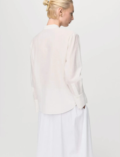 Mango Blouse With Lace Trim Details - White - M