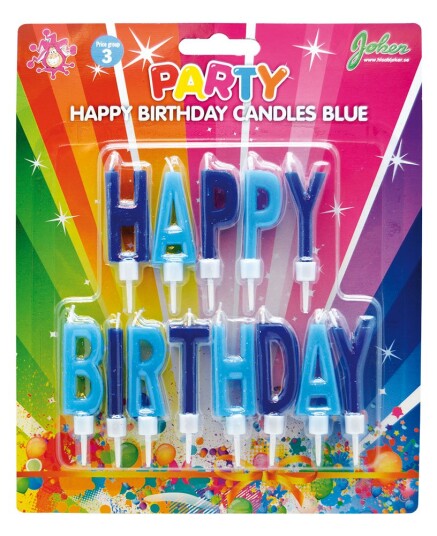 Kakelys "Happy Birthday" blå Kakelys "Happy Birthday" blå