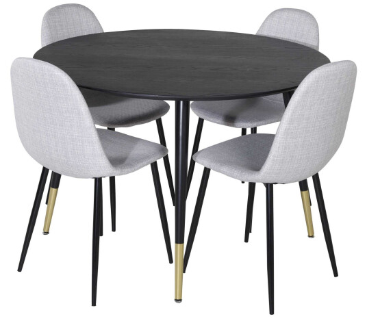 Venture Design Dipp & Polar spisegruppe Svart/grå 4 st stoler & bord 115 cm