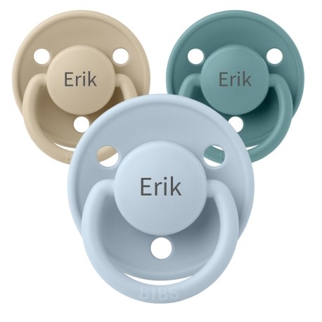Bibs De LuxOne Size 0-36 Md.Rund  SilikonSmokker Med Navn
