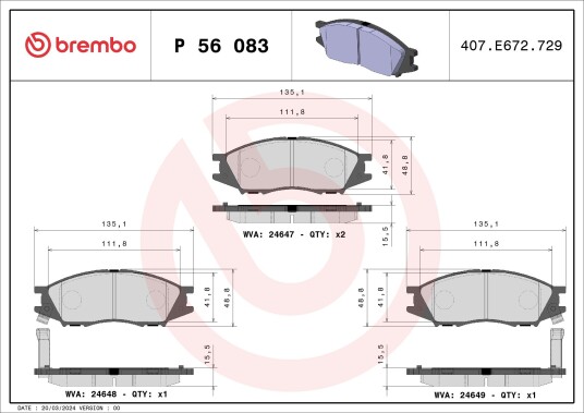 Bremseklosser BREMBO P 56 083 Bremseklosser BREMBO P 56 083