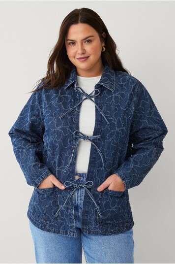 Zizzi   Denim jakke caTami L/S Indoor Jacket   Blå