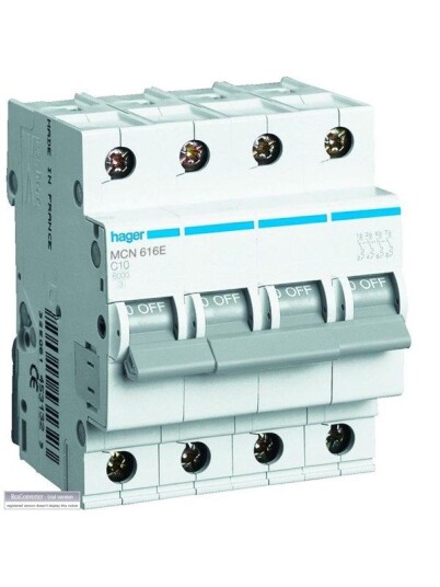 Hager Miniature circuit breaker mcb 3p+n 6ka c-32a (3250614314469)