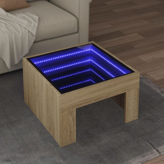 Salongbord med Infinity LED sonoma eik 50x50x30 cm 847604