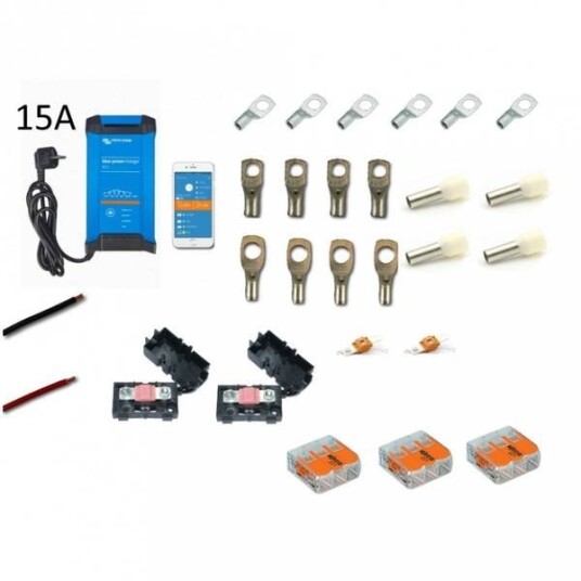 Bobil erstatningslader Victron 15A 3 kanaler med 2 kabelkit.