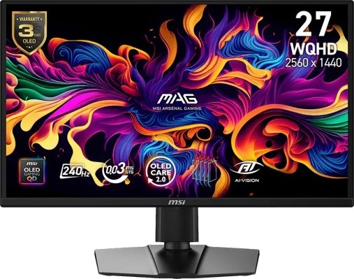 MSI MAG 27" QD-OLED Gaming Skjerm 2560x1440 240Hz Svart