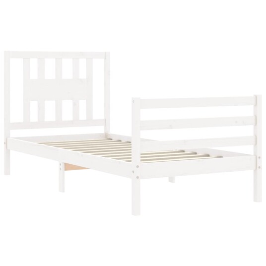 vidaXL Sengeramme med hodegavl hvit 3FT single heltre 8720845997076