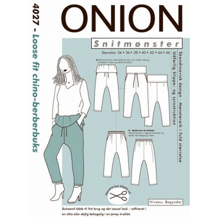 ONION Snittmønster 4027 Loose Fit Chinoberberbukse Str 34 48