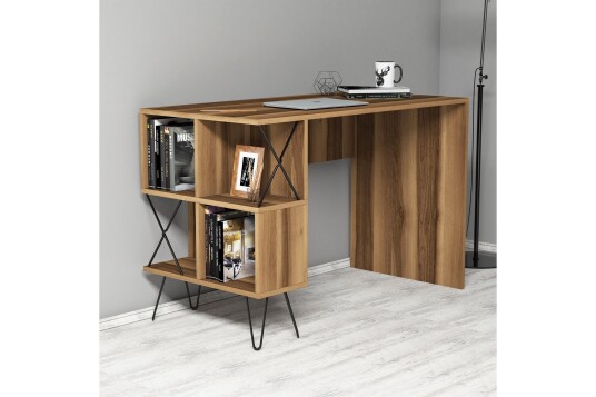 Skrivebord Amtorp 120 cm med Oppbevaringshylle Brun/Svart
