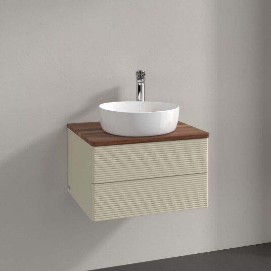 Villeroy & Boch Antao Servantskap med 2 skuffer 60x50x36 cm u/lys Grå Matt/Valnøtt Villeroy & Boch Antao Servantskap med 2 skuffer 60x50x36 cm u/lys Grå Matt/Valnøtt