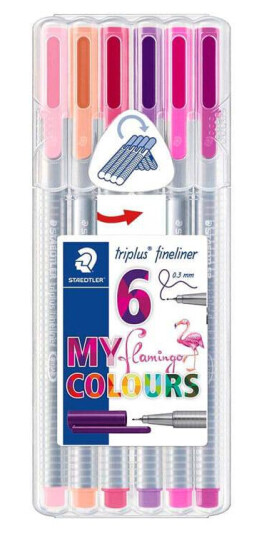 Staedtler Triplus Fineliner tusjer 0,3 tupp 6 stk Flamingofarger
