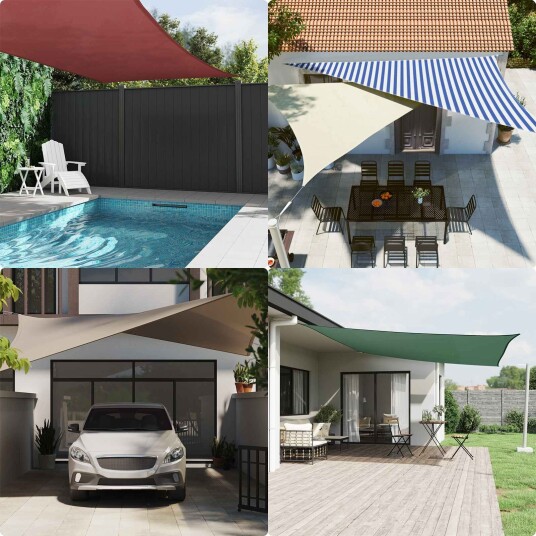  Solskygge seil Blå og hvit 4,5 x 3 m 100% polyester Oxford