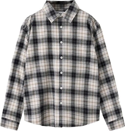 Mango Checked Flannel Shirt - CHARCOAL - 122
