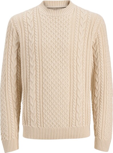 Jack & Jones Jprblucallum Kabelstrikket Genser til Barn Beige 152 Jack & Jones Jprblucallum Kabelstrikket Genser til Barn Beige 152