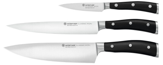 Wüsthof Classic Ikon Knivsett 3 deler Svart Wüsthof Classic Ikon Knivsett 3 deler Svart