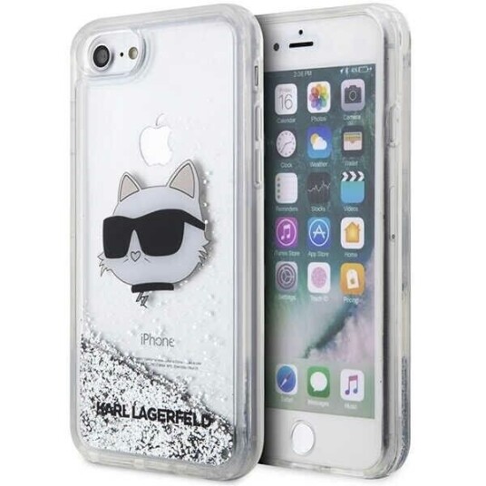 Karl Lagerfeld Glitter Hardcase til iPhone 7/8/SE 2020/2022 Choupette Sølv