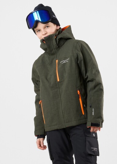 St. Anton Jacket Jr Olive Melange/Orange 116 Skijakker