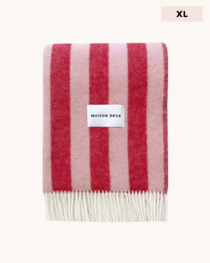 Maison Deux Candy Wrap XL Pledd Rosa/Kirsebær