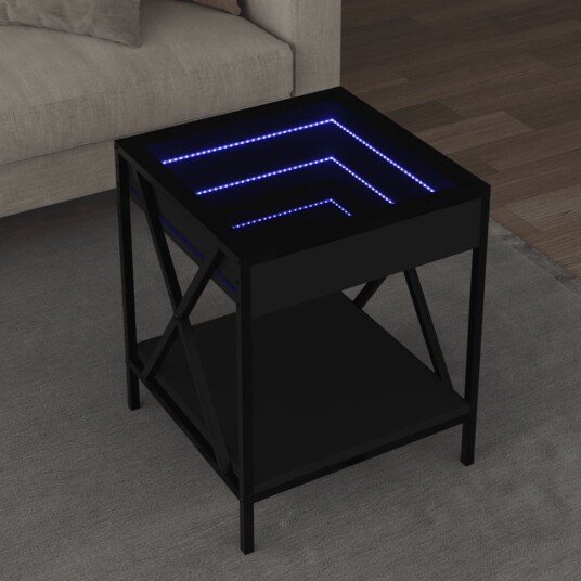 Salongbord med Infinity LED svart 40x40x49 cm 847692 Salongbord med Infinity LED svart 40x40x49 cm 847692