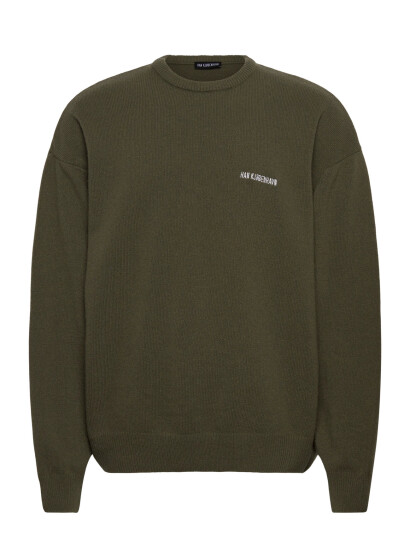 HAN Kjøbenhavn Logo Relaxed Knit Sweater - Khaki green - S