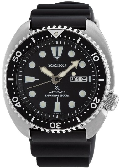 Seiko Herreklokke SRPE93K1 Prospex Turtle Sort/Gummi Ø45 mm