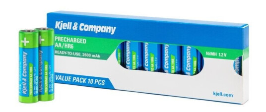 Kjell & Company Oppladbare AA-batterier 2600 mAh 10-pk.
